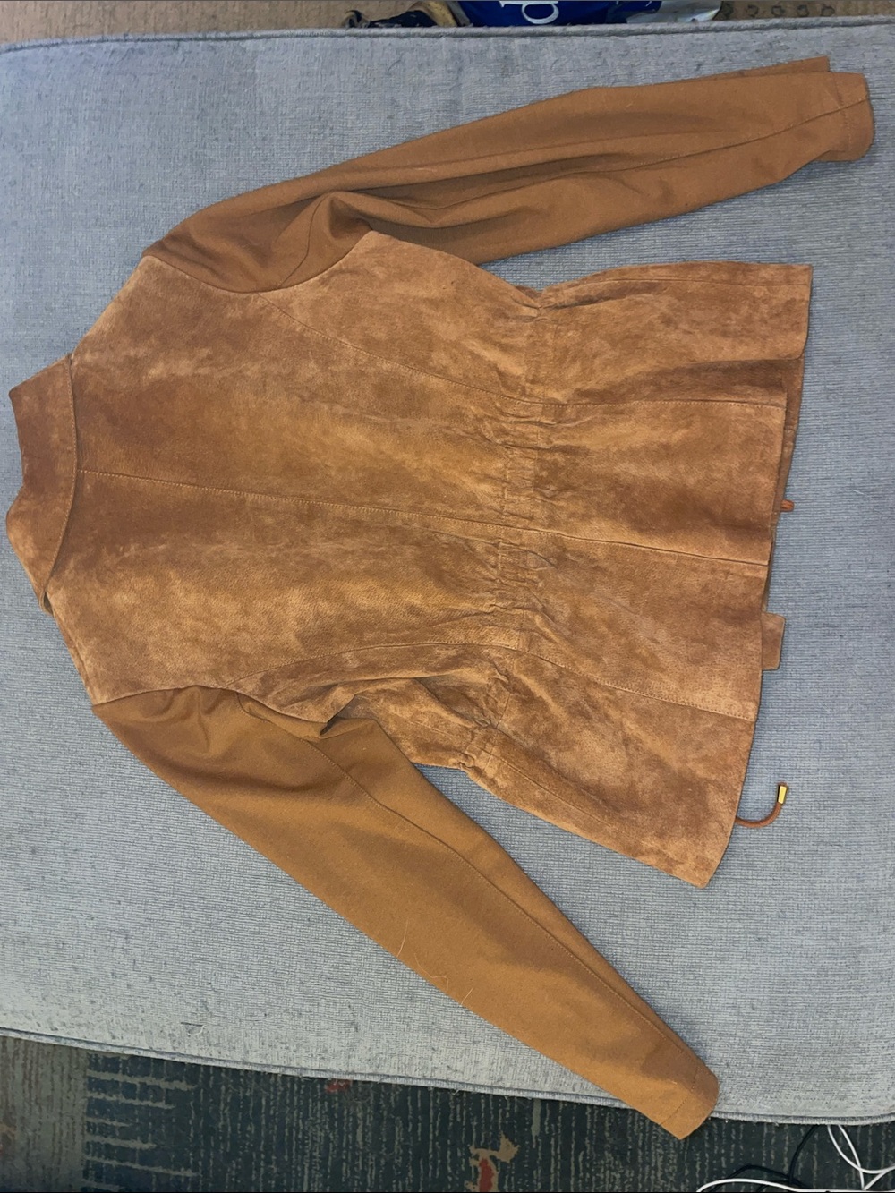 Iman Women's Leather Suede Drawstring Jacket - Rust, size small - Picture 7 of 9